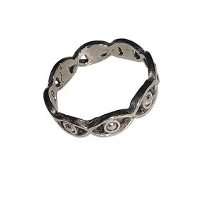🍭 3 for $20 - Silver Tone Evil Eye Eye of Protection Size 8.25 Ring